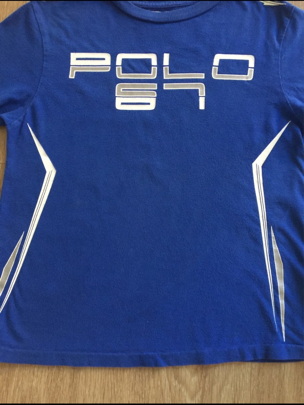 Polo by Ralph Lauren Boys' Blue Short Sleeve Graphic Tee with White Accents - Picture 3 of 3